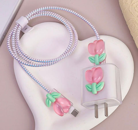 Cabeza de cubo + protector de cable (Pinky Flor)